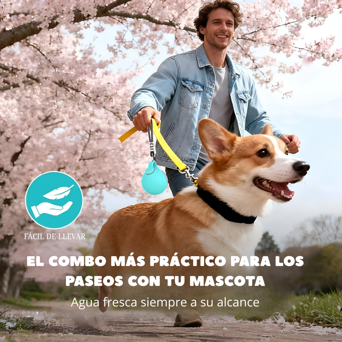 Botella de agua portátil 2 en 1 para perros