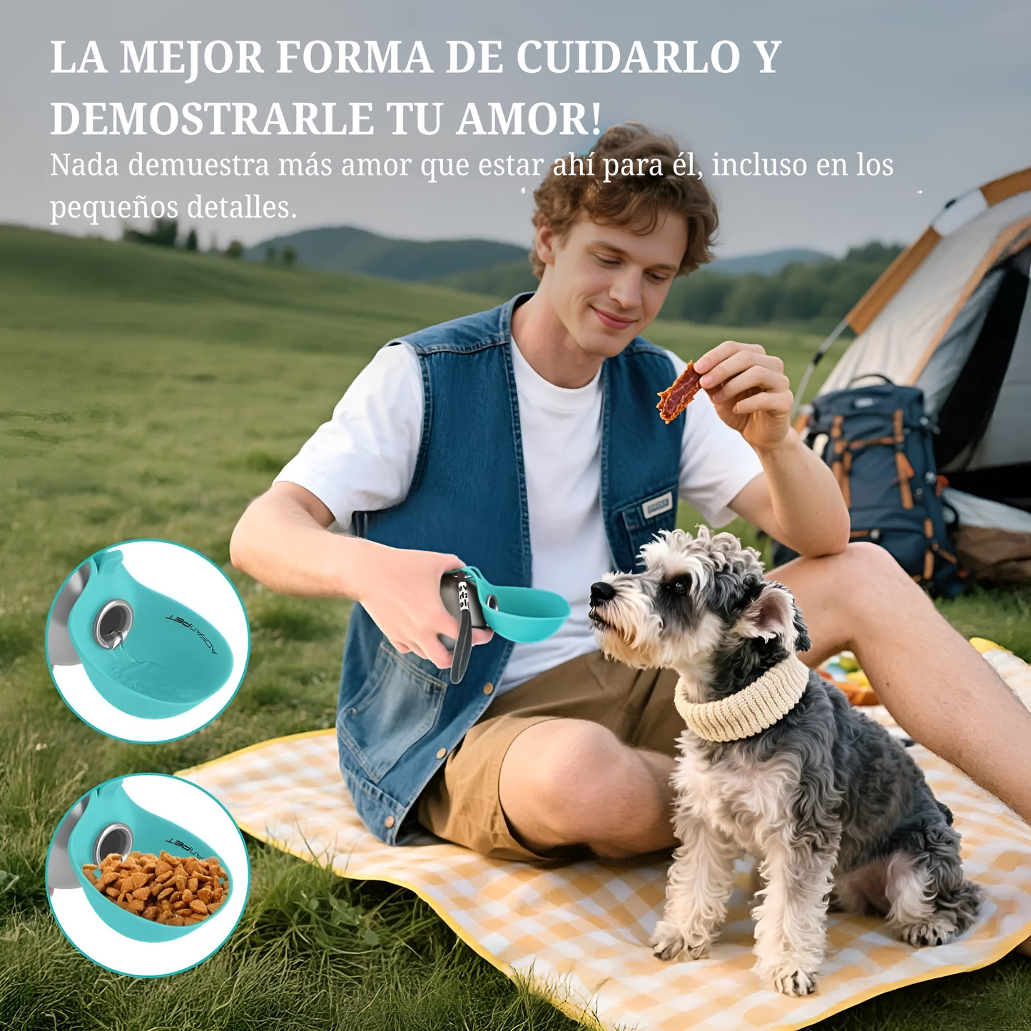 Botella de agua portátil 2 en 1 para perros